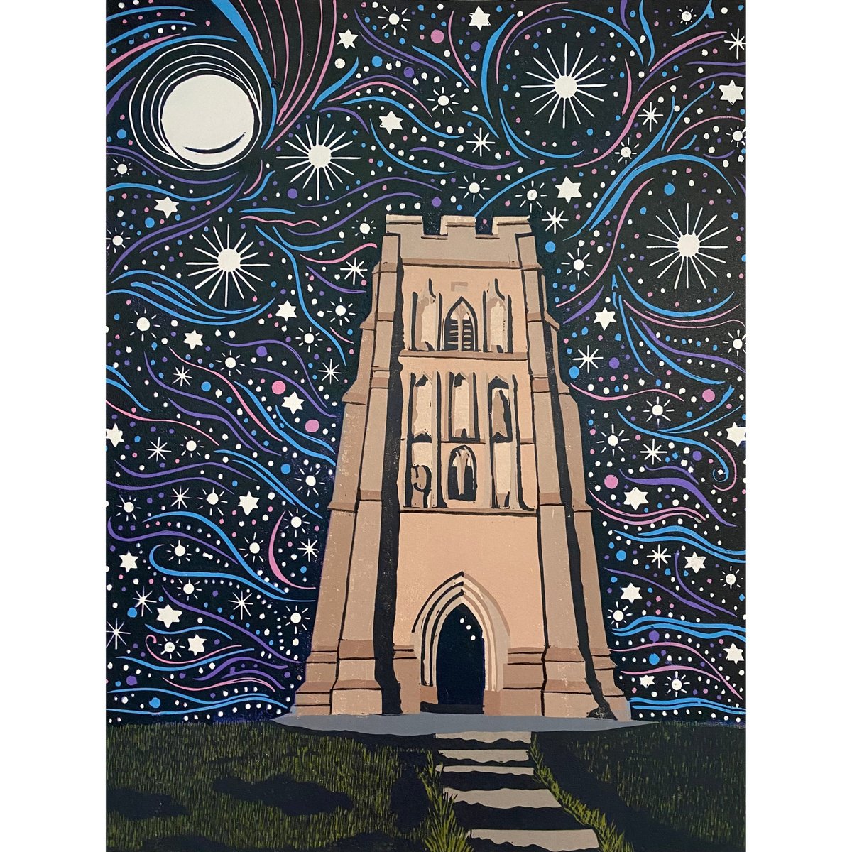 Impressionistic Landscape Linocut By Joanne Spencer, 12 X 15, St Michaels, Original Artwork