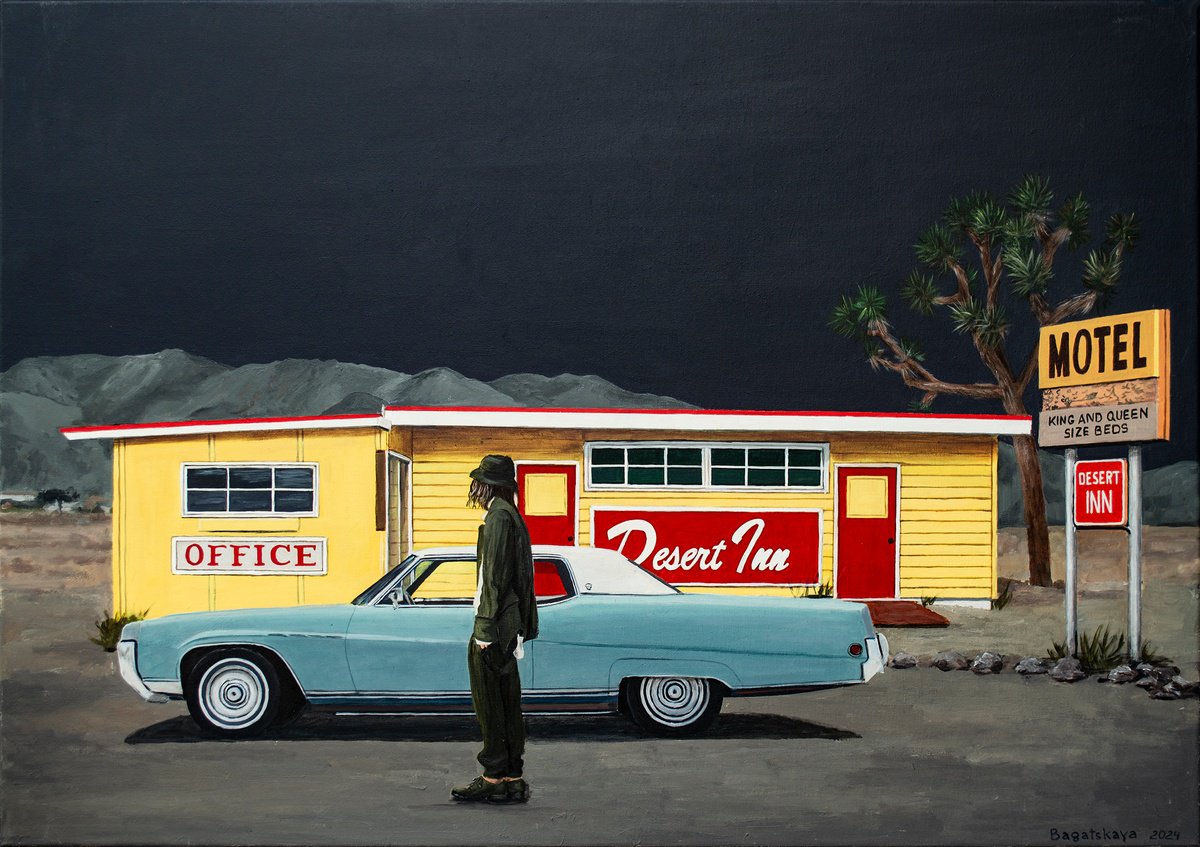 Photorealistic Portrait Acrylic Painting By Nataliya Bagatskaya, 33 X 24", Joshua Tree, Original Artwork