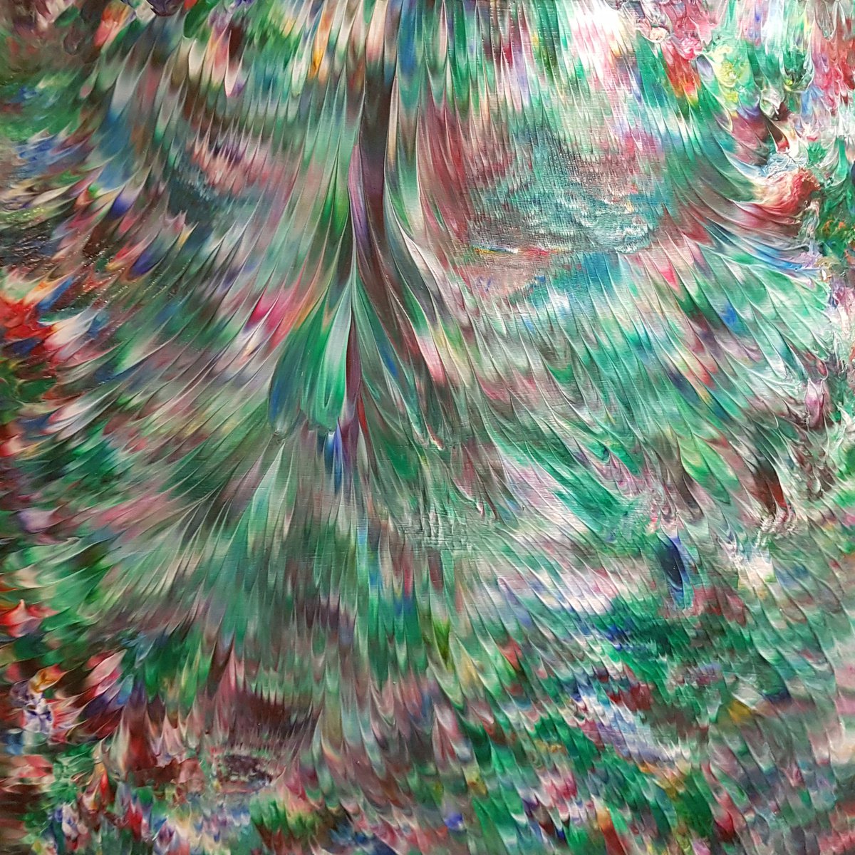 Organic Abstract Acrylic Painting By Alexandra Romano, 24 X 24, Rainforest, Original Artwork