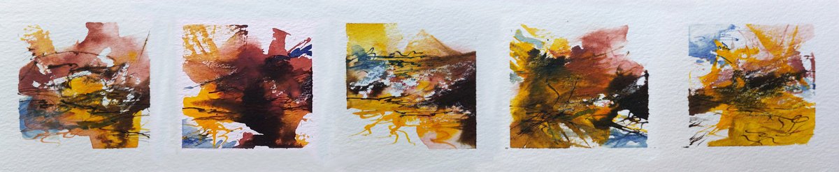 Organic Abstract Painting By D. P. Cooper, 24 X 5, Early Days, Original Artwork