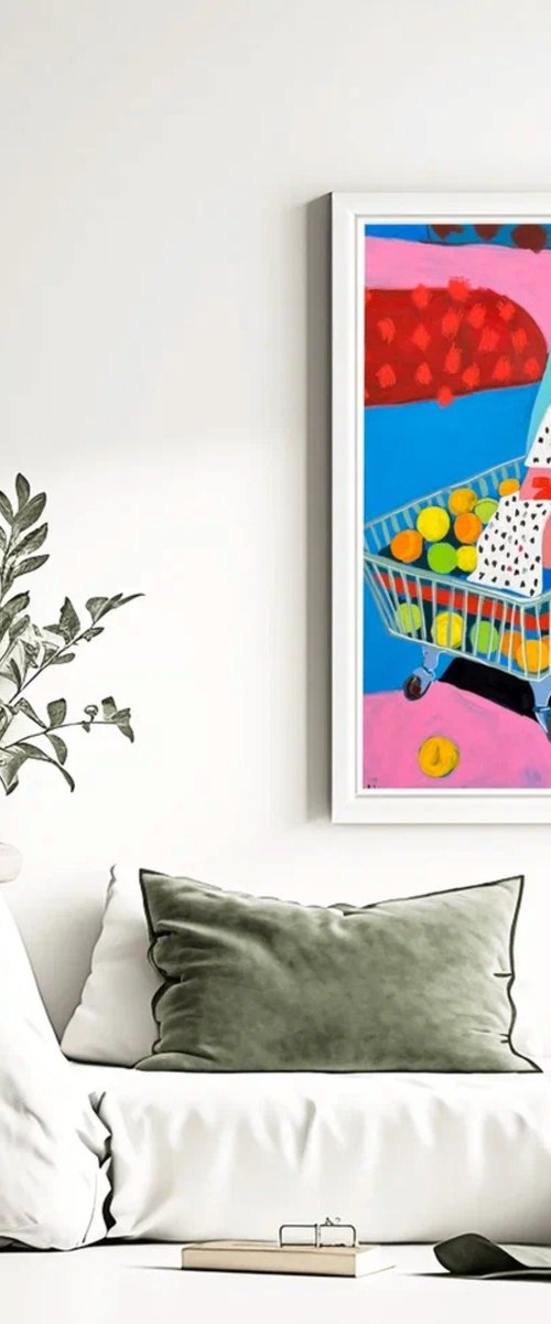 Woman with Shopping Cart by Sasha Robinson