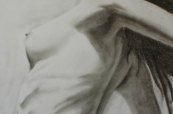 Nude study. Charcoal drawing.