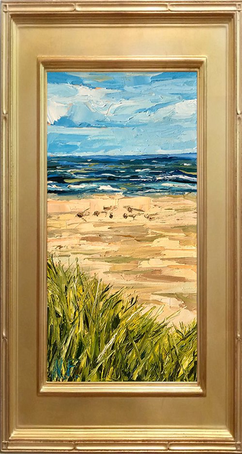 SOUTHAMPTON DUNES, Original Impressionist Vertical Landscape Oil Painting by Nastia Fortune