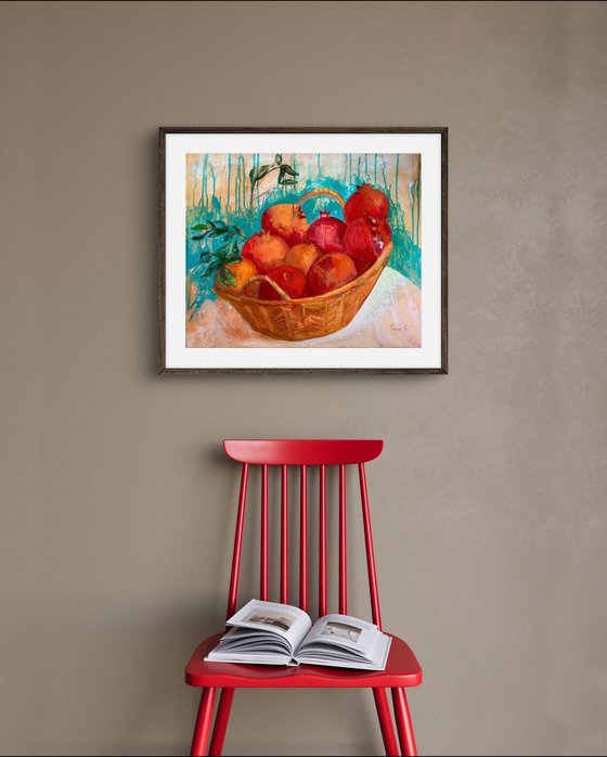 Pomegranate in basket