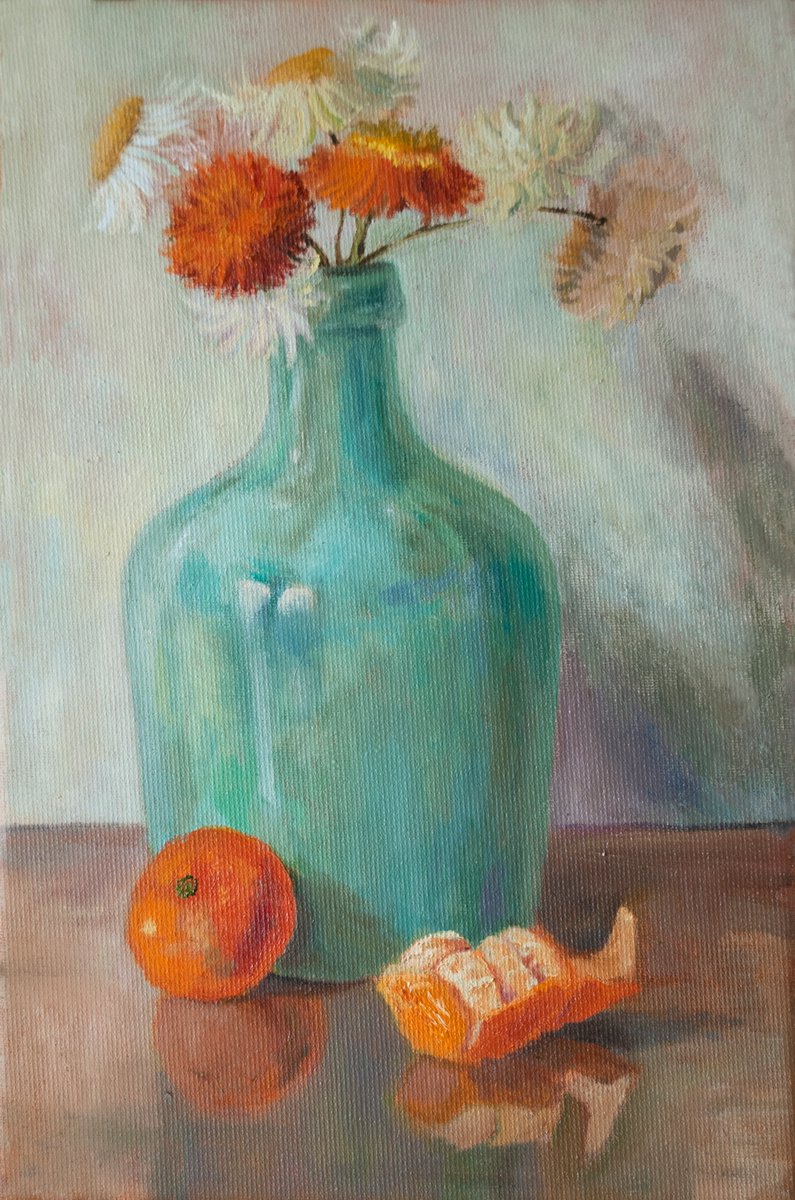Orange And Teal By Nikola Ivanovic, 8 X 12, Artwork For Sale On Artfinder