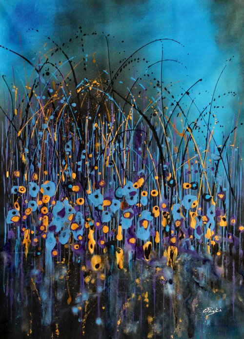 "Technicolor Dream" # 21- Extra large original abstract floral painting by Cecilia Frigati
