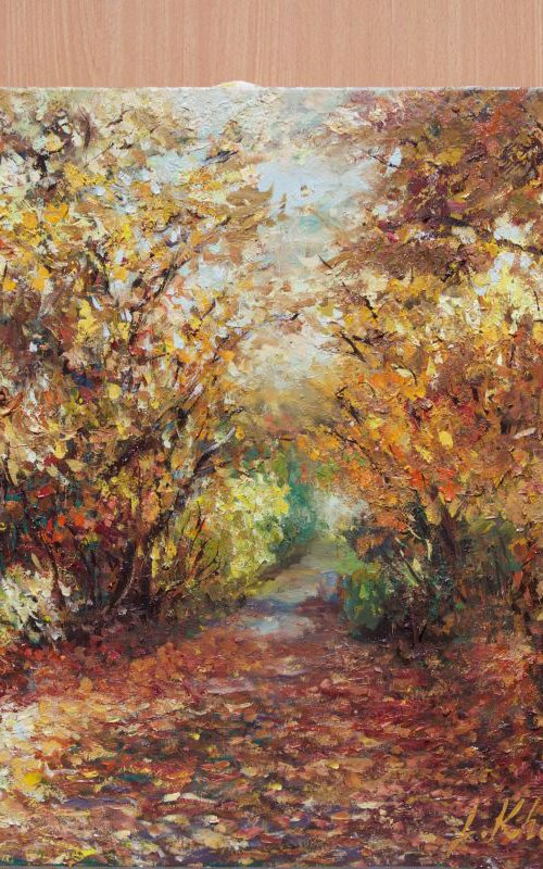 Landscapes Painting, Golden autumn, Realistic Style, Park Paintings by Leo Khomich