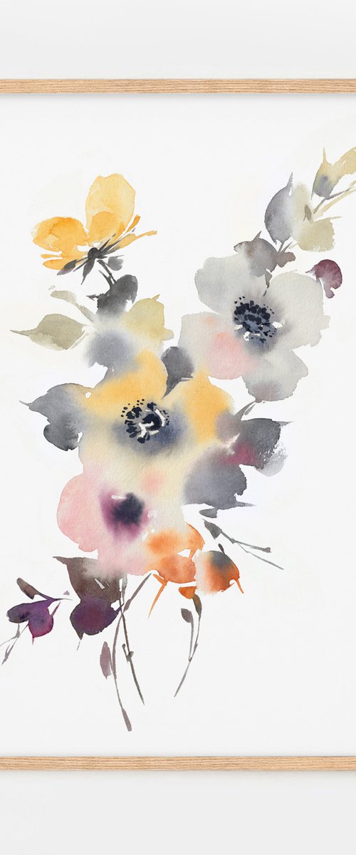 Abstract Watercolor Florals II by Anja Boban