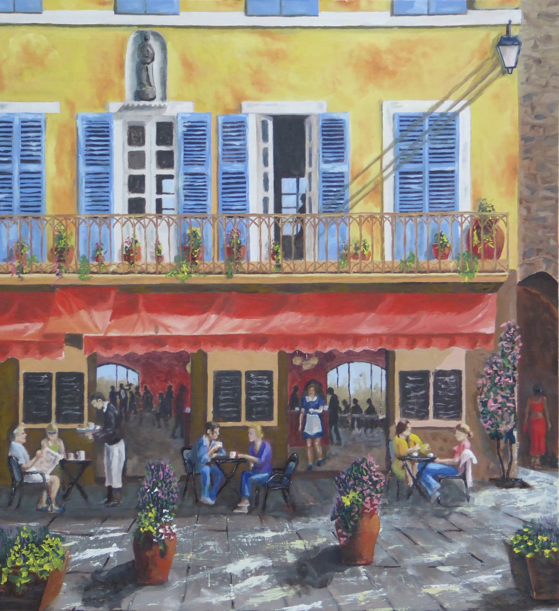 Restaurant Scene in Provence, France by Mike Dudfield