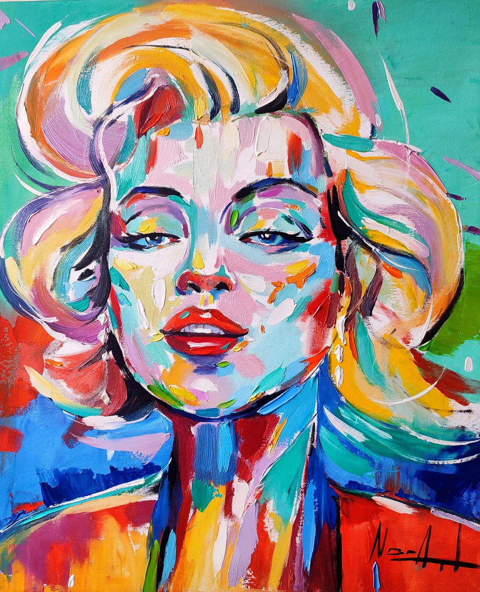 Marilyn Monroe (50x60cm, oil/canvas, ready to hang, Modern portrait) by Narek Jaghacpanyan