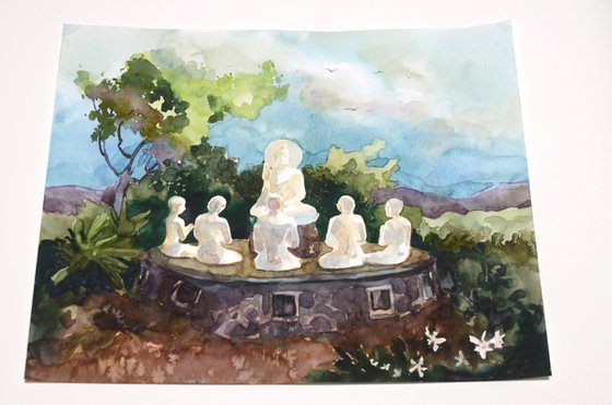 Statue of Buddha and disciples