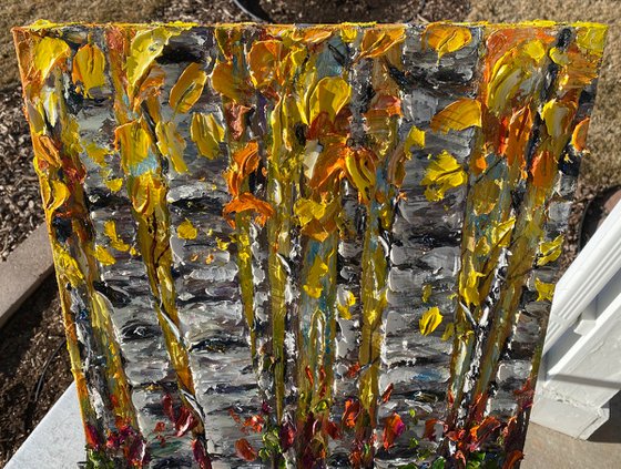 Soul With Aspen Tree Impressionist Impasto Painting