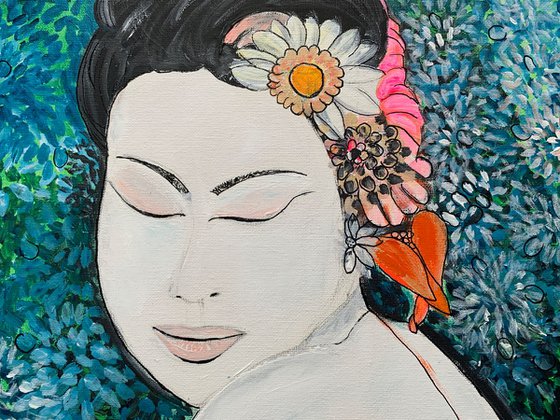 Portrait III, Acrylic Painting on Canvas, Original Paintings, Fine Art Canvas Paintings, Oriental Inspiration, Geisha Artwork, Gift Ideas