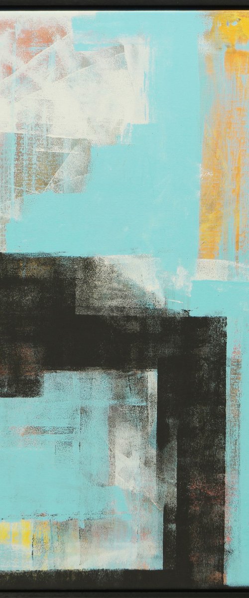 Abstracted City in Blue - Incl. Frame by Ronald Hunter