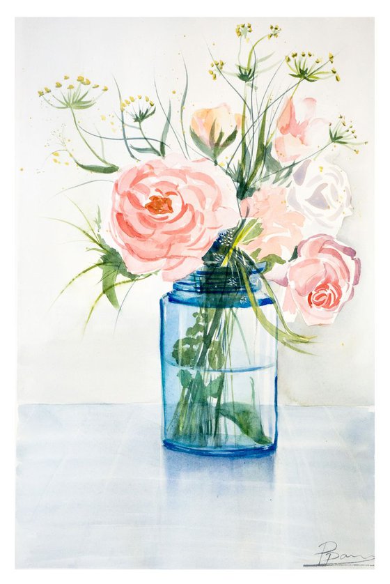 Bouquet of Flowers Original watercolor painting