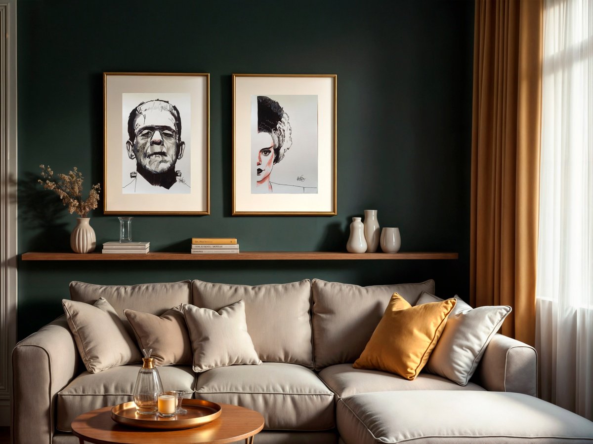 Photorealistic Portrait Pencil Drawing By Paul Nelson-Esch, 8 X 12", Frankenstein