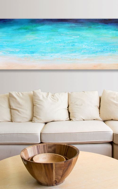 Waterfront (beach / waters edge style, textured abstract painting) by Carolynne Coulson