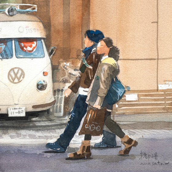Sanjo Street Food Van 2013 30x40cm Watercolor