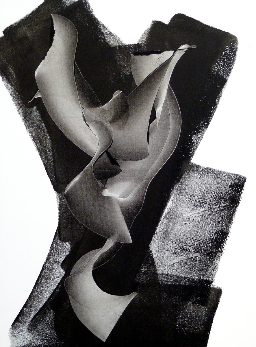 Expressive Abstract Acrylic Painting By Newel Hunter, 36 X 48", Freefall, Original Artwork