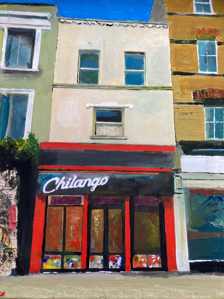 Photorealistic Cityscapes Acrylic Painting By Andrew Reid Wildman, 10 X 12, Cafe Bar Soho, Original Artwork