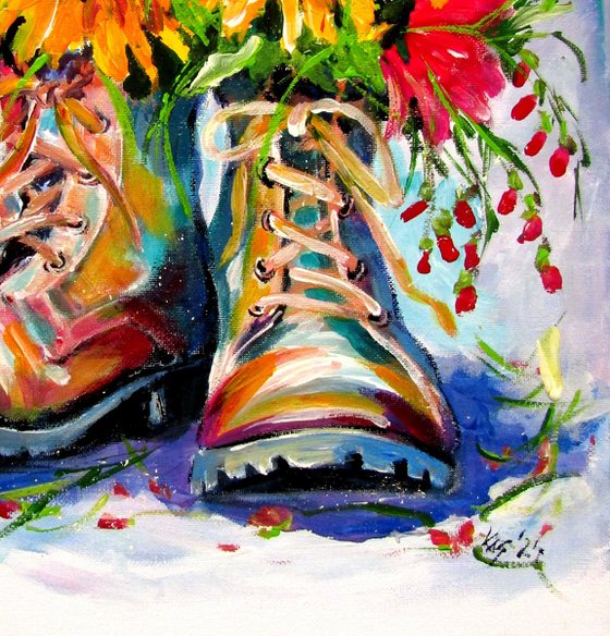 Flowers with boots