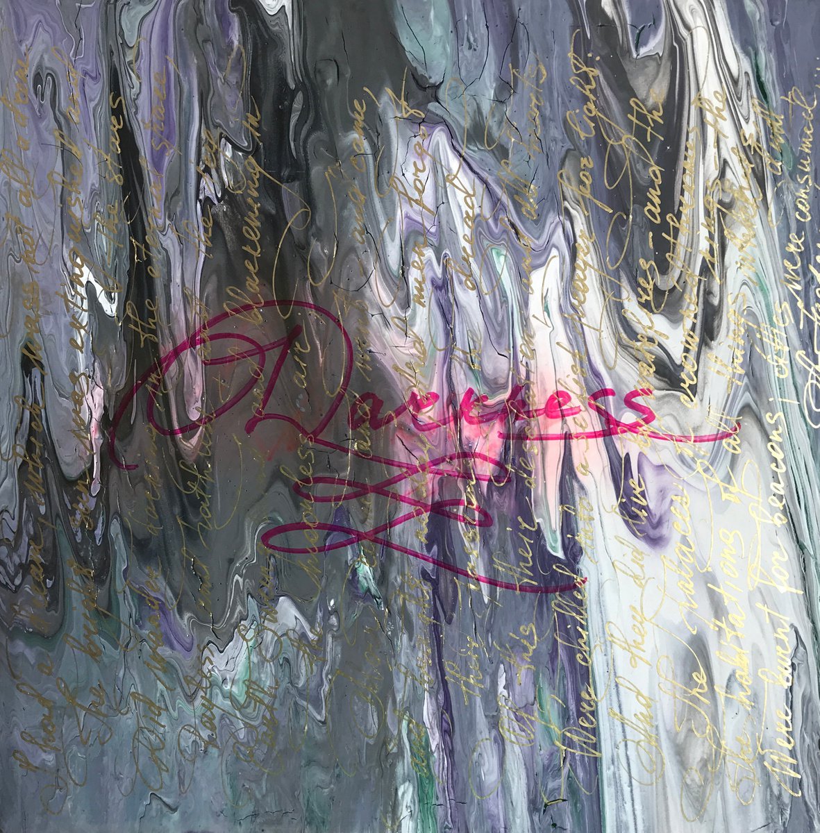 Expressive Abstract Painting By Anastasia Terskih, 12 X 12, Darkness , Original Artwork