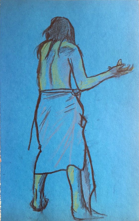 Standing figure with a towel