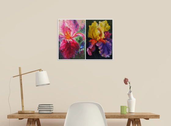Diptych flowers Irises