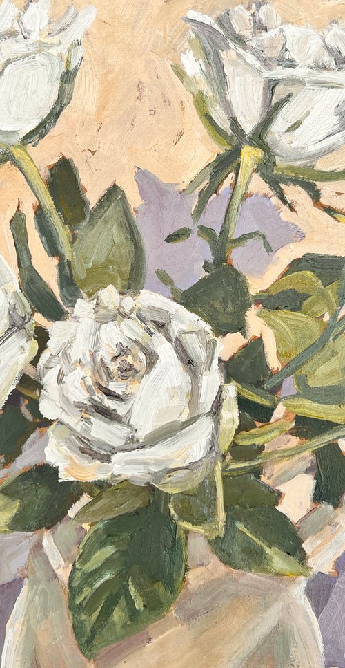 White roses by Louise Gillard