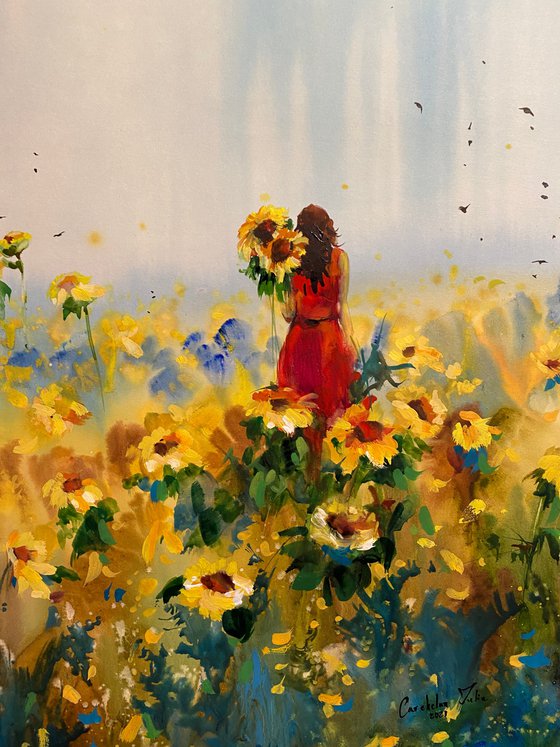 Sold Watercolor “Sun flowers” perfect gift