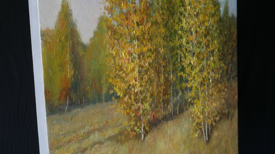 Golden Autumn - sunny autumn landscape painting