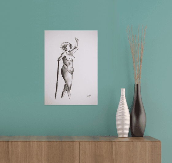 Nude in charcoal. 37. Black and white minimalistic female girl beauty body positive