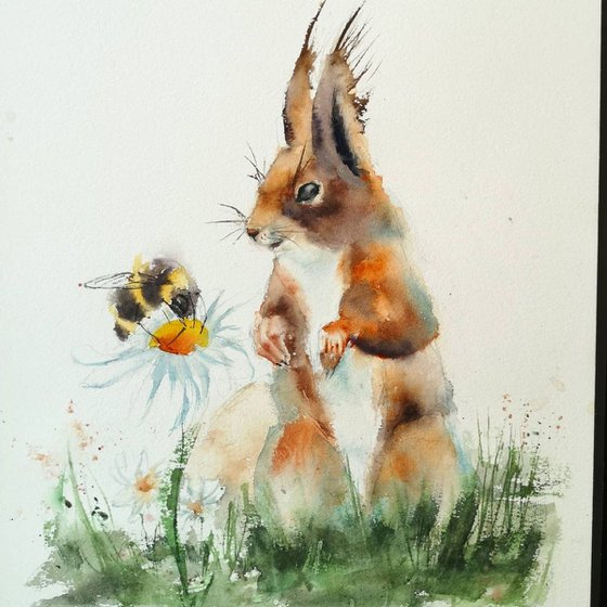 Squirrel and honey bee