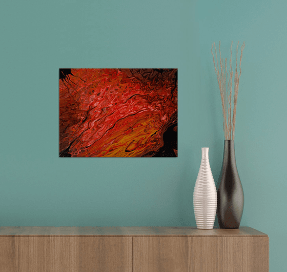 Fire lava abstract artwork fluid painting