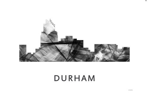 Durham North Carolina Skyline WB BW by Marlene Watson