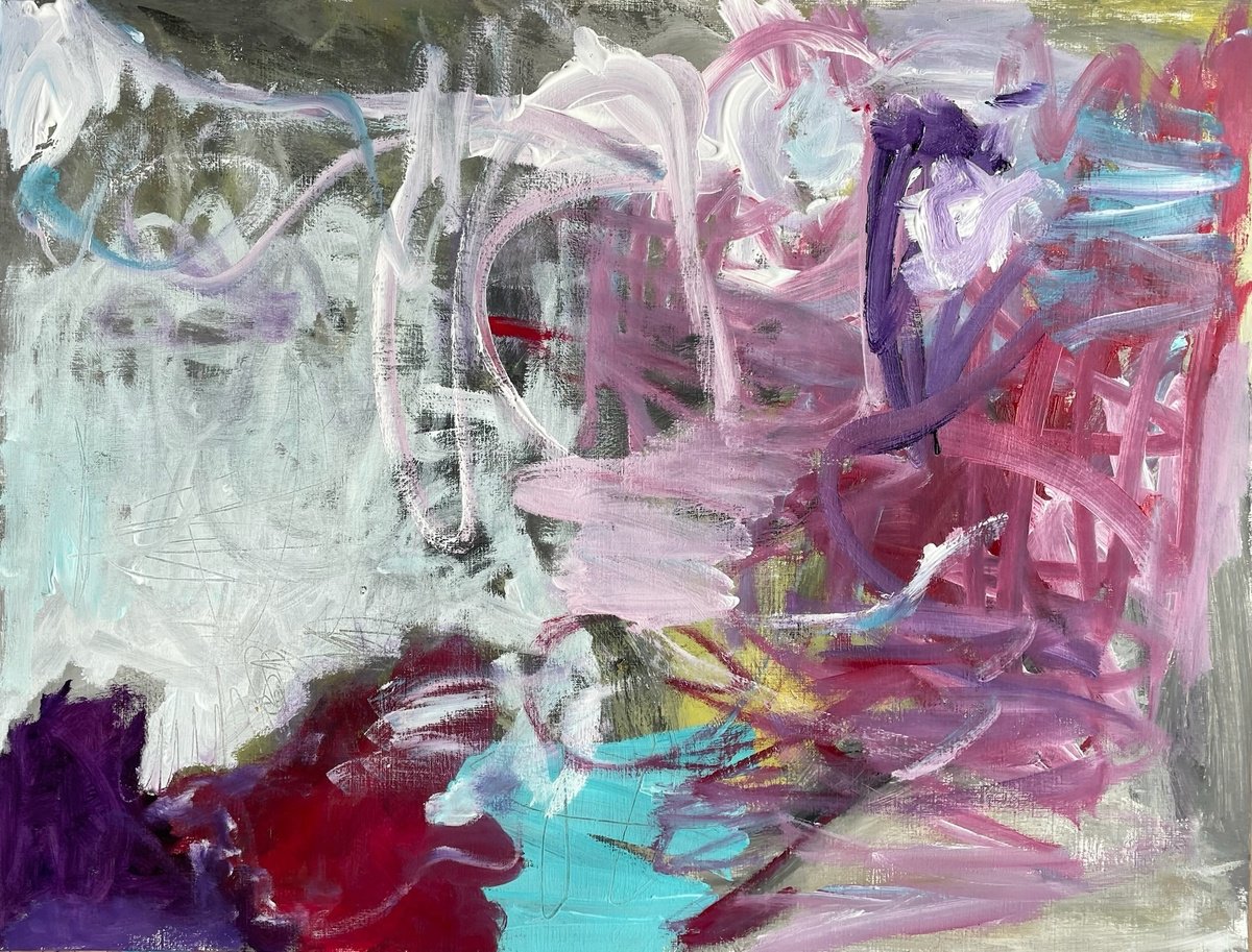 Organic Abstract Acrylic Painting By Christel Haag, 26 X 20, Bevor Es Begann, Original Artwork