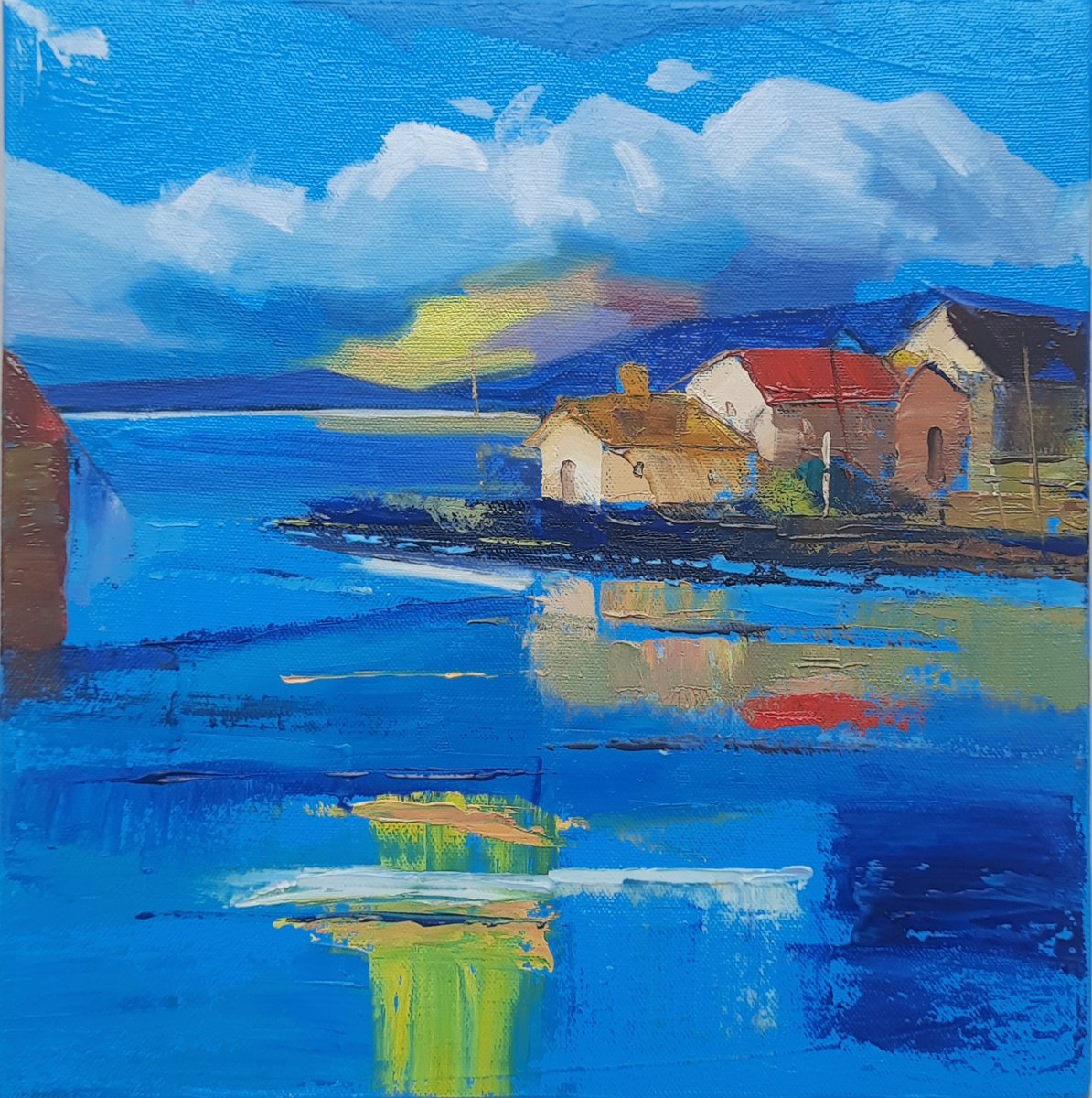 Impressionistic Landscape Oil Painting By Athaang Art, 12 X 12, Early Morning, Original Artwork