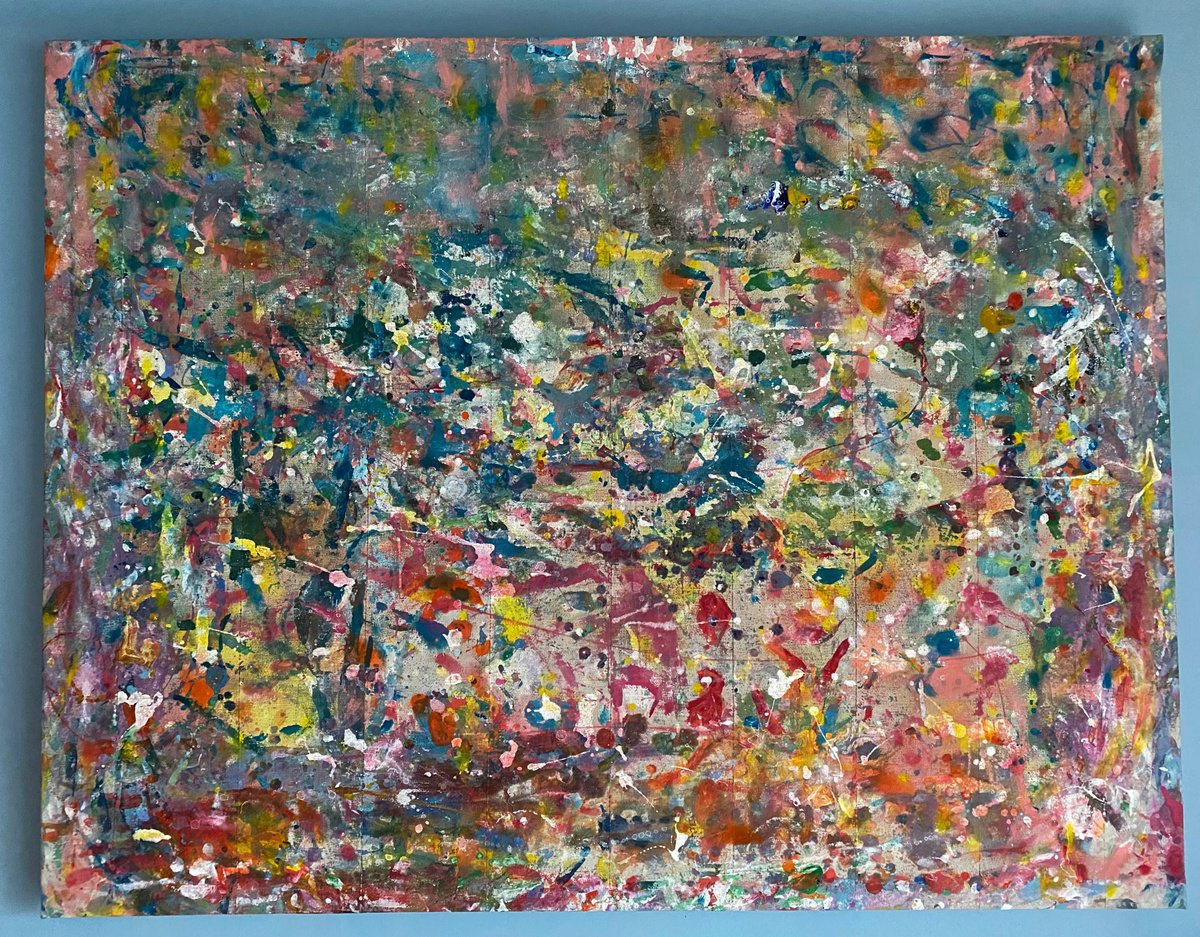 Expressive Abstract Painting By Stefano Pallara, 50 X 37", Rose Petals And Nettle Stings, Original Artwork