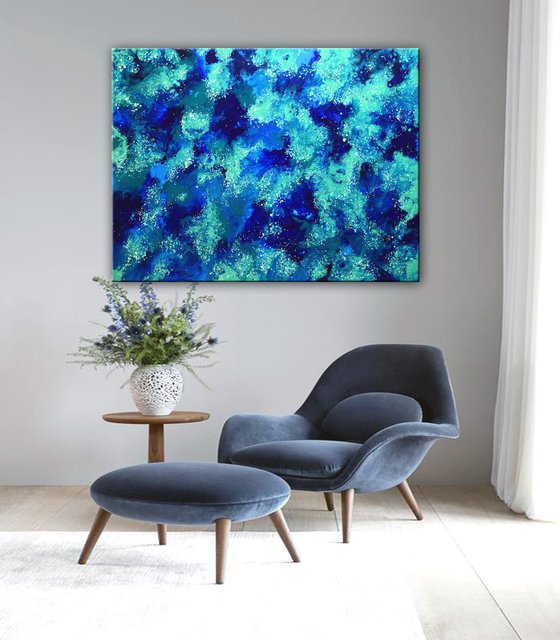 Deep Ocean - Large Abstract Painting 36" x 48"