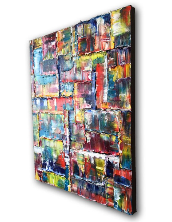 "Melting Pot" - Original Textured PMS Abstract Oil Painting On Canvas - 24" x 30"