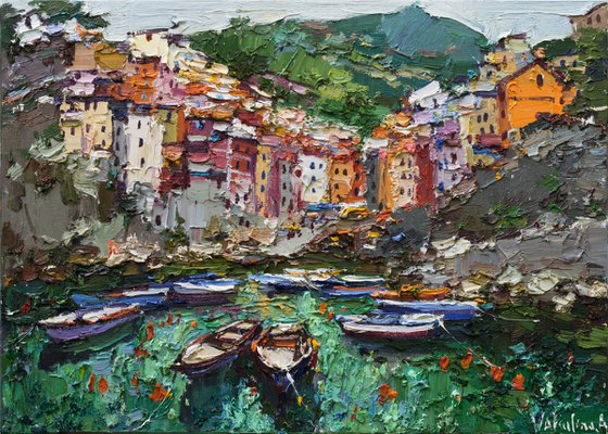 Riomaggiore, Cinque terre - Italian Landscape painting