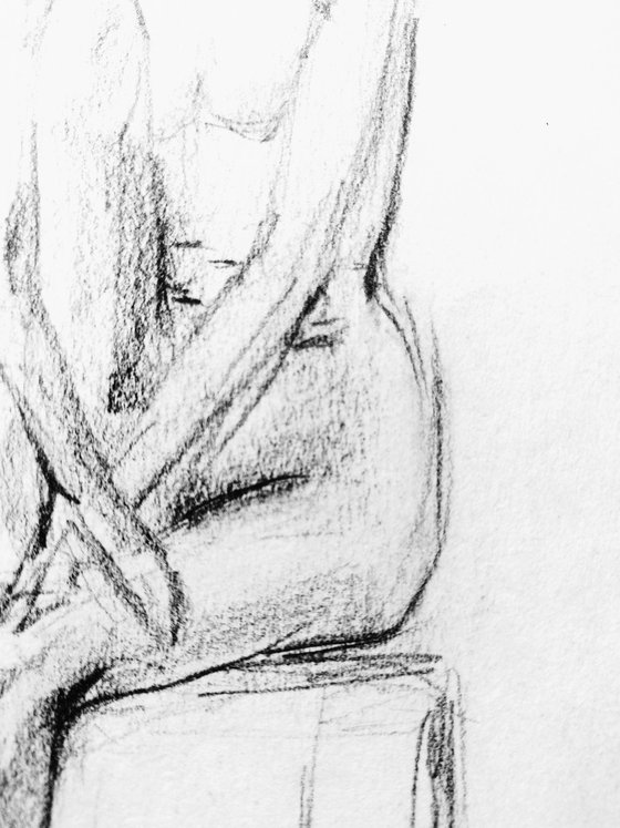 Nude. Original pencil drawing.