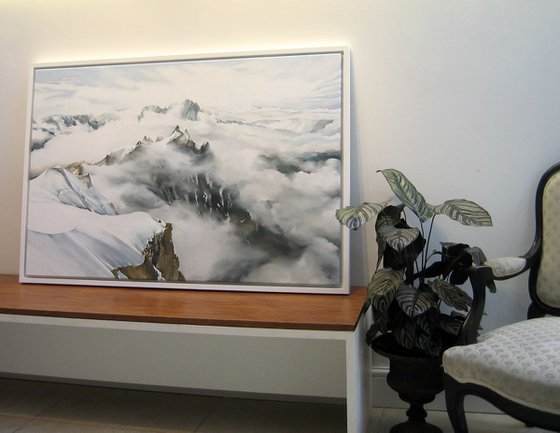 Winter In The Alps LARGE FRAMED 33x49 inches
