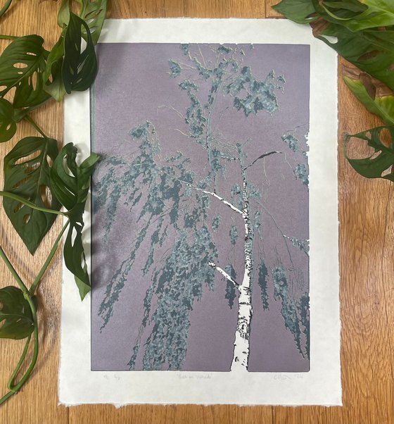 Birch Tree Linocut Print