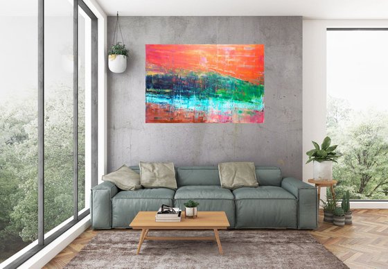 Sky fall - large abstract palette knife painting
