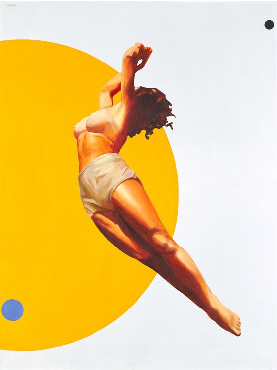 Flying on yellow circle