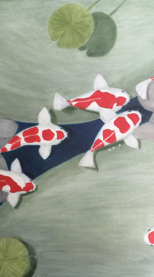 KOI FISH IN A POND by Leslie Dannenberg