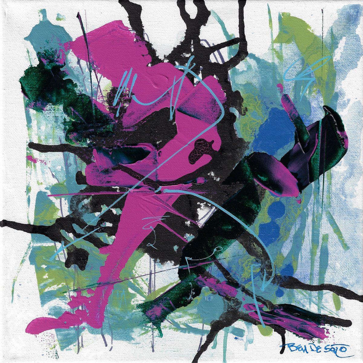 Abstract Acrylic Painting By Ben De Soto, 10 X 10, Abstract X7, Original Artwork