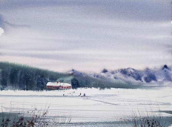 Winter fishing on the lake