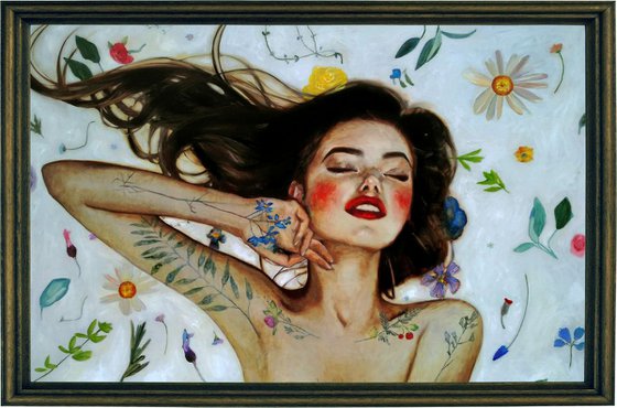 "Girl in flowers" 130х85 cm Balabina A.